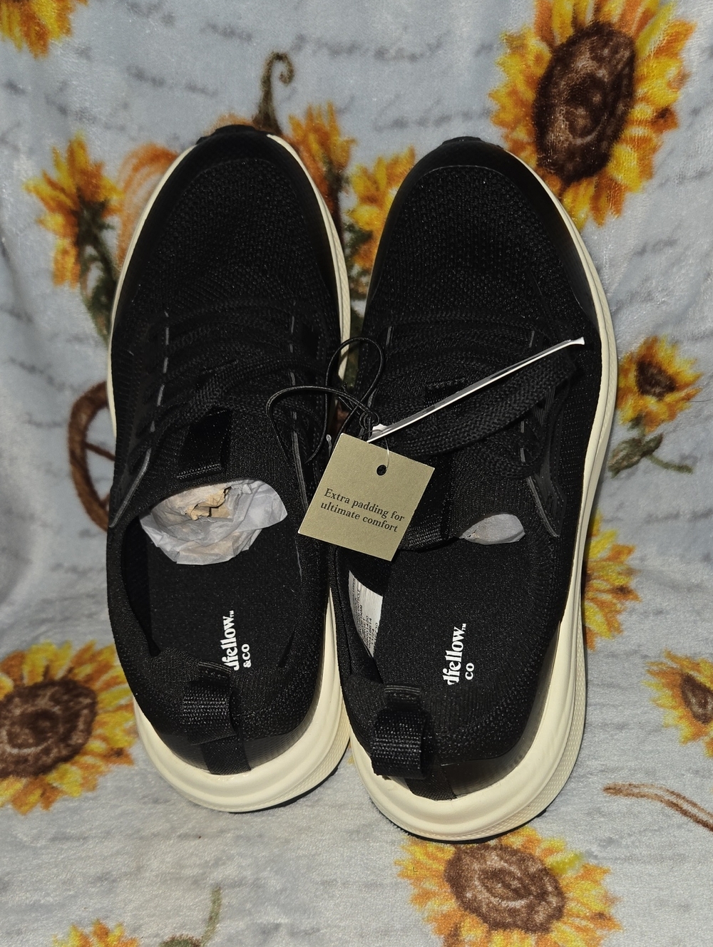 Goodfellow & Co Black Knit Slip-On Sneakers with Cream Soles